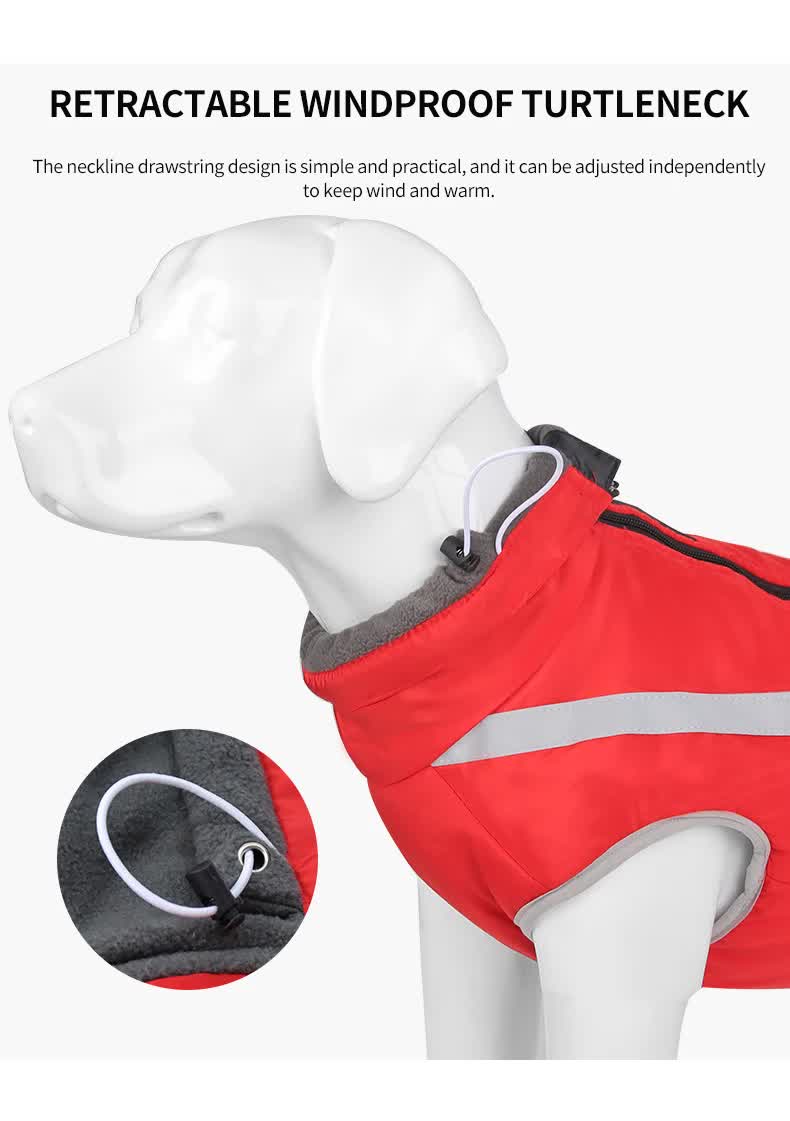 Size 6XL Pink Reflective Winter Dog Jacket - Warm & Waterproof Outdoor Coat for Large Breeds