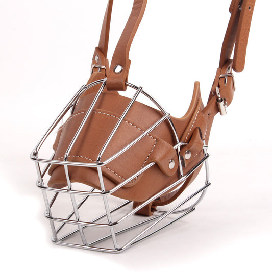 Brown Metal Basket Dog Muzzle - Anti-Bite & Anti-Barking - L