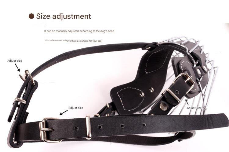 Black Metal Basket Dog Muzzle - Anti-Bite & Anti-Barking - XL