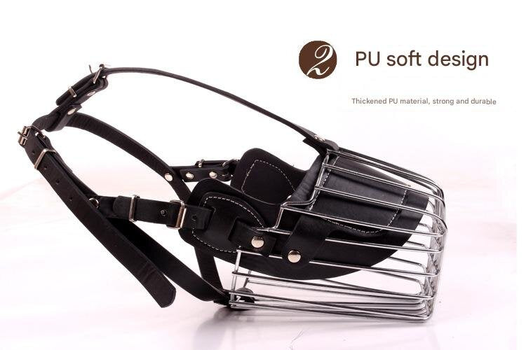 Black Metal Basket Dog Muzzle - Anti-Bite & Anti-Barking - XXL