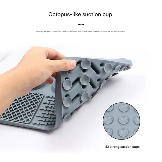 Pet Slow Feeder Lick Mat with Suction Cups - Anti-Anxiety Dog Feeding Mat(Grey)