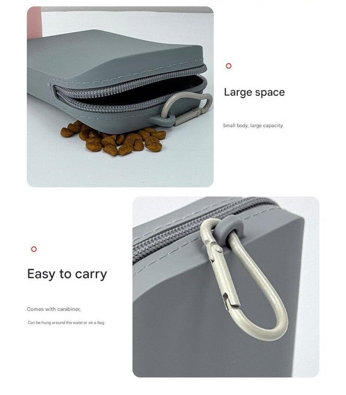 Pink Silicone Dog Treat Pouch (Set of 2) - Waterproof, Portable for Training & Walks