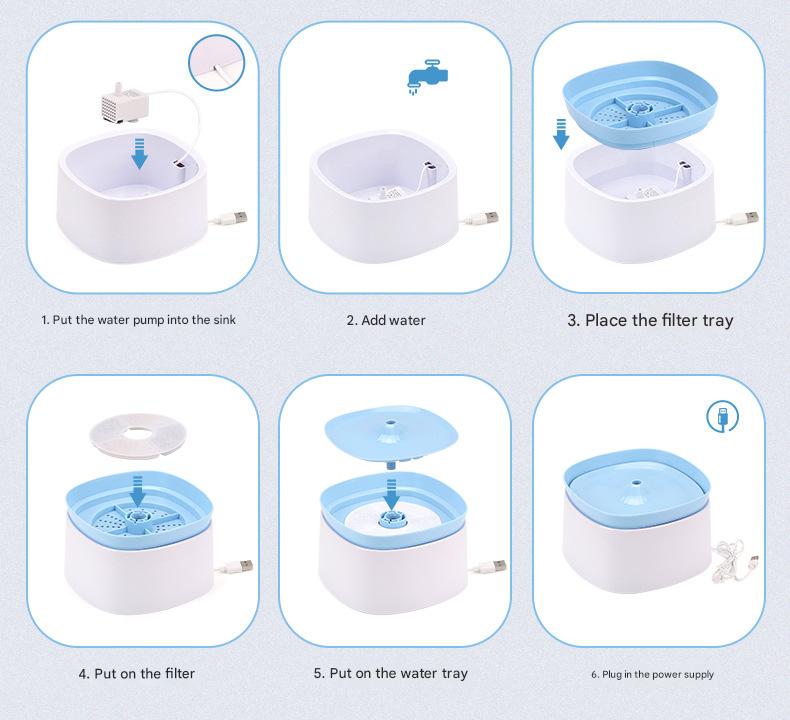 Automatic Pet Water Fountain - USB Powered, Multi-Stage Filtration, Ultra-Quiet, 2L Capacity(black)