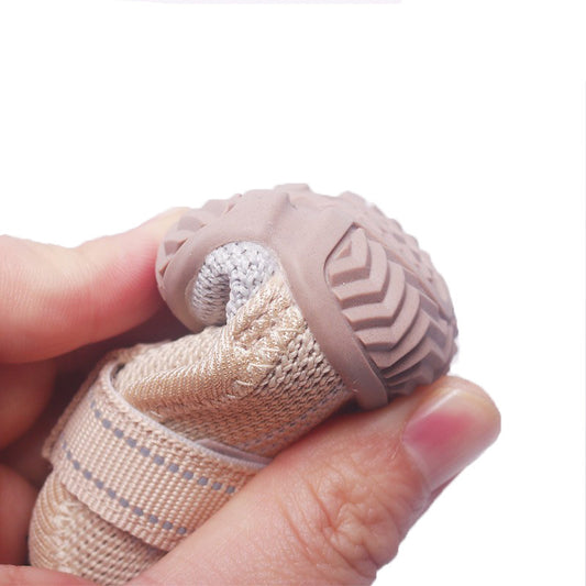 4# Khaki Breathable Woven Dog Shoes for Small to Medium Dogs - Non-Slip, Durable, Anti-Dirty Paw Protectors