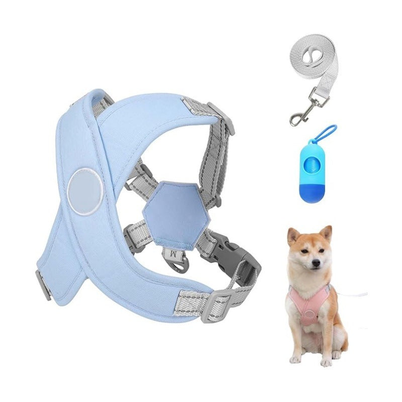 Blue Reflective X-Style Dog Harness with Leash for Small Breeds