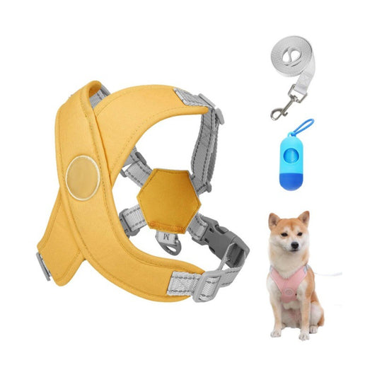 Yellow Reflective X-Style Dog Harness with Leash for Small Breeds