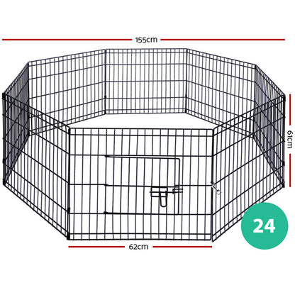 24 8 Panel Pet Dog Playpen Puppy Exercise Cage Enclosure Fence Play Pen"