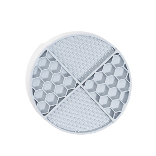 2 Pcs Grey Honeycomb Pet Slow Feeder Bowl - Anti-Choke Silicone Lick Mat with Suction for Dogs