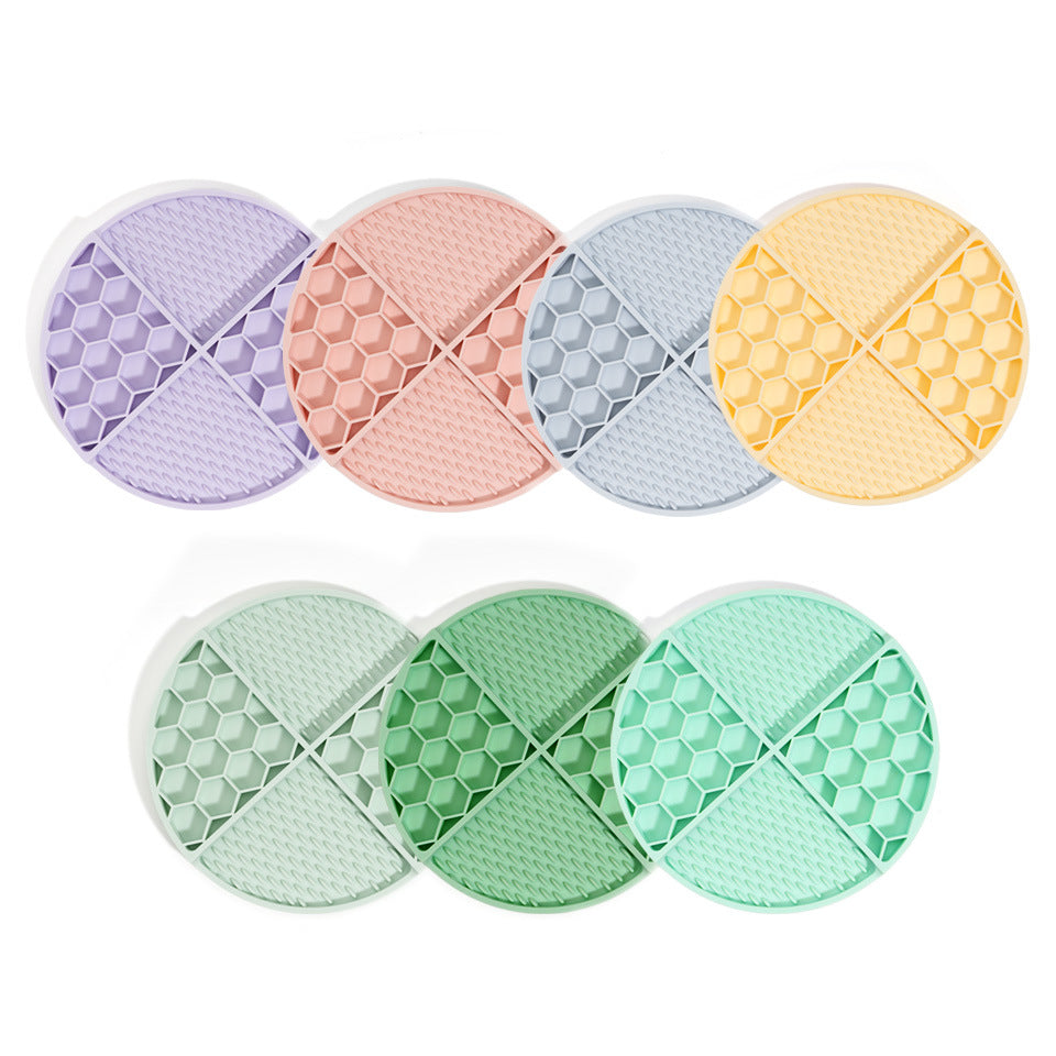 2 Pcs Grey Honeycomb Pet Slow Feeder Bowl - Anti-Choke Silicone Lick Mat with Suction for Dogs