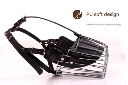 Black Metal Basket Dog Muzzle - Anti-Bite & Anti-Barking - L