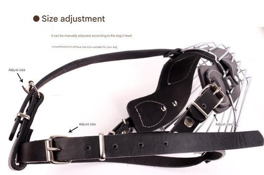 Black Metal Basket Dog Muzzle - Anti-Bite & Anti-Barking - XL