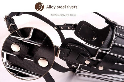 Black Metal Basket Dog Muzzle - Anti-Bite & Anti-Barking - XL
