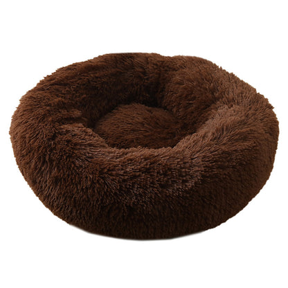 Dark Coffee 50cm Cozy Round Pet Bed - Plush Cat & Dog Bed with Non-Slip Base, Machine Washable