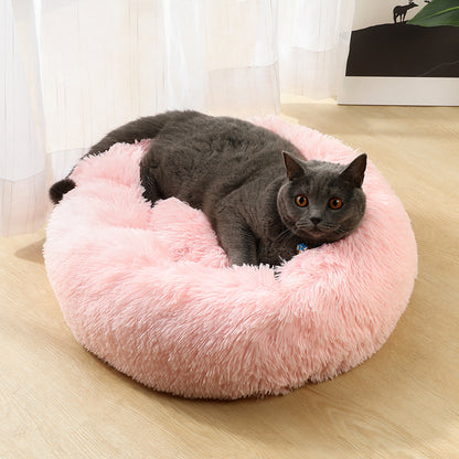 Purple 50cm Cozy Round Pet Bed - Plush Cat & Dog Bed with Non-Slip Base, Machine Washable