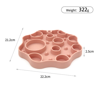 Silicone Dog Slow Feeder and Licking Mat - 2 in 1 Puzzle Bowl for Dog Slow Feeding(Peach pink)
