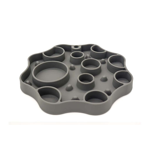 Silicone Dog Slow Feeder and Licking Mat - 2 in 1 Puzzle Bowl for Dog Slow Feeding(Dark gray)