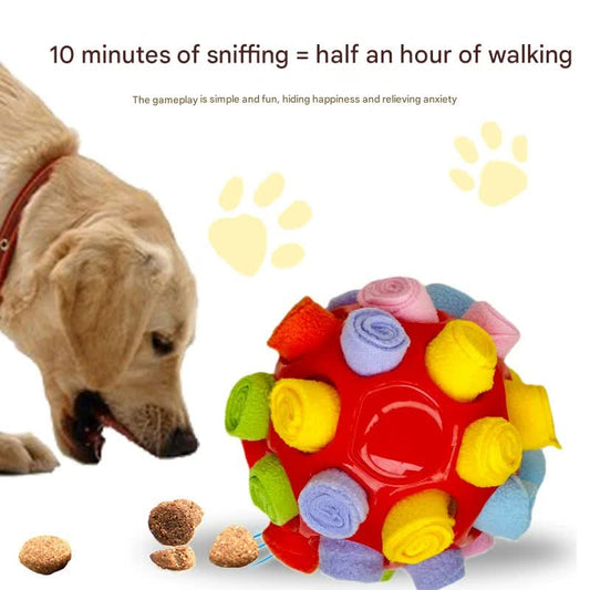 Rubber Snuffle Ball for Pets,Interactive Hollow Treat-Hiding Toy for Dogs and Cats(Yellow)
