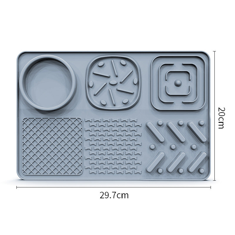 Pet Slow Feeder Lick Mat with Suction Cups - Anti-Anxiety Dog Feeding Mat(Grey)