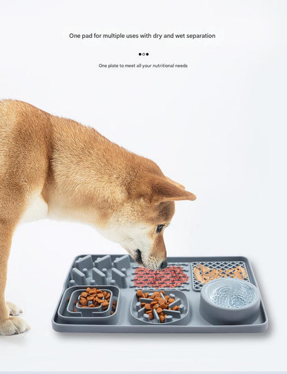 Pet Slow Feeder Lick Mat with Suction Cups - Anti-Anxiety Dog Feeding Mat(Grey)