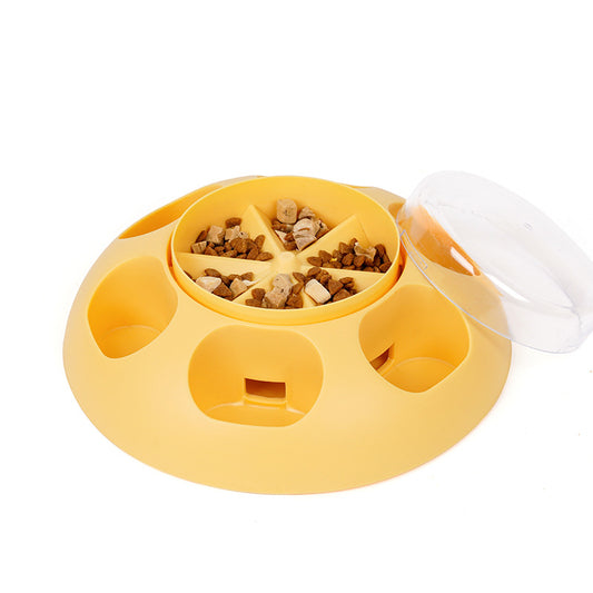 Interactive Pet Slow Feeder & Puzzle Toy - Press to Dispense Food, Improves Digestion(yellow)