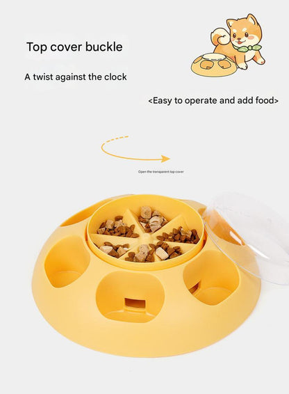 Interactive Pet Slow Feeder & Puzzle Toy - Press to Dispense Food, Improves Digestion(yellow)