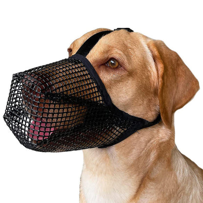 2 Pcs Size XL Black Breathable Mesh Dog Muzzle - Anti-Barking, Biting & Chewing - Adjustable & Comfortable Nylon Muzzle for Dogs