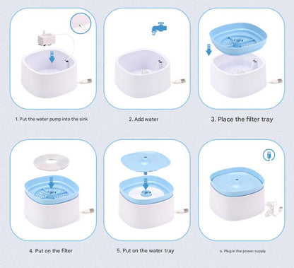 Automatic Pet Water Fountain - USB Powered, Multi-Stage Filtration, Ultra-Quiet, 2L Capacity(black)