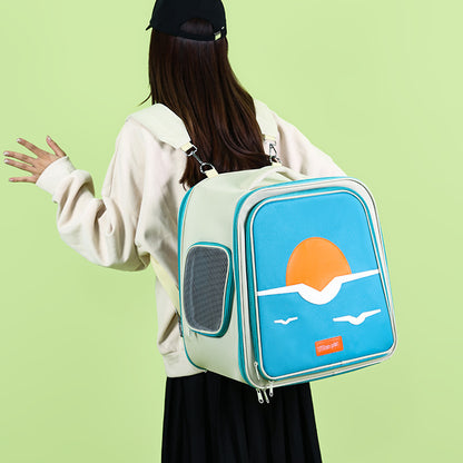 Expandable Pet Carrier Backpack for Cats & Small Dogs - Breathable Mesh, Multiple Entrances(yellow)