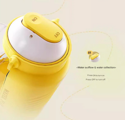 Yellow Large Capacity 2-in-1 Pet Travel Water & Food Bottle Dispenser - Portable Outdoor Dog Feeder with Shoulder Strap