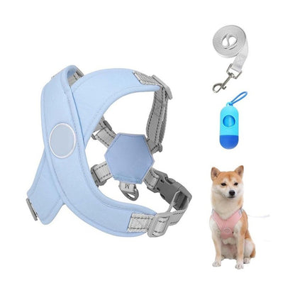 Blue Reflective X-Style Dog Harness with Leash for Small Breeds